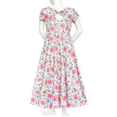 Girls Dress Floral Maxi Dress Open Back Bow Tie Casual Size 4-10 Years