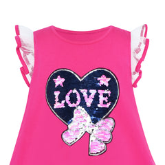 Girls Dress Cotton Casual Star Embroidered Violet Size 3-7 Years