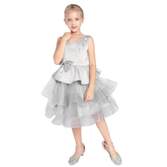 Flower Girls Dress Tiered Ruffle Skirt Pageant Size 3-10 Years