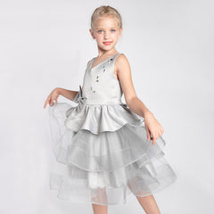 Flower Girls Dress Tiered Ruffle Skirt Pageant Size 3-10 Years