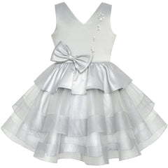 Flower Girls Dress Tiered Ruffle Skirt Pageant Size 3-10 Years