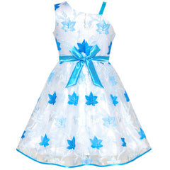 Girls Dress One-shoulder Maple Leaf Pageant Wedding Size 5-12 Years