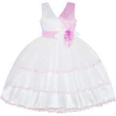 Flower Girls Dress Tiered Ruffle Skirt Pageant Size 3-10 Years