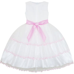 Flower Girls Dress Tiered Ruffle Skirt Pageant Size 3-10 Years