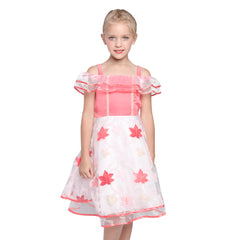 Girls Dress One-shoulder Maple Leaf Pageant Wedding Size 5-12 Years