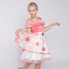 Girls Dress One-shoulder Maple Leaf Pageant Wedding Size 5-12 Years