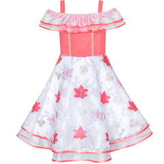 Girls Dress One-shoulder Maple Leaf Pageant Wedding Size 5-12 Years