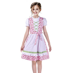 Girls Dress Maid Lace Apron German Dirndl Bavarian Oktoberfest Size 4-14 Years