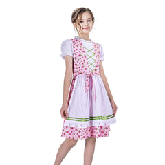 Girls Dress Maid Lace Apron German Dirndl Bavarian Oktoberfest Size 4-14 Years