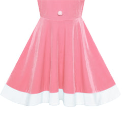 Girls Dress Rhinestone Ruffle Mock Collar Puff Sleeve Christmas Party Size 4-14 Years