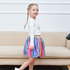 Girls Skirt Heart Sequins Sparkling Tutu Dancing Size 2-12 Years