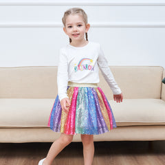 Girls Skirt Heart Sequins Sparkling Tutu Dancing Size 2-12 Years