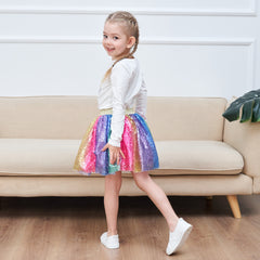 Girls Skirt Heart Sequins Sparkling Tutu Dancing Size 2-12 Years