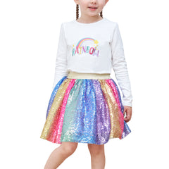 Girls Skirt Heart Sequins Sparkling Tutu Dancing Size 2-12 Years