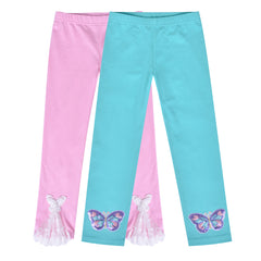 Girls Pants 3-Pack Cotton Leggings Lace Stretchy Kids Toddler Size 2-8 Years