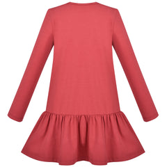 Girls Dress Long Sleeve Butterfly Color Contrast Casual Everyday Wearing Size 3-8 Years