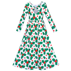 Girls Dress Floral Maxi Dress Open Back Bow Tie Casual Size 4-10 Years