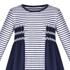 Girls Dress Long Sleeve Butterfly Color Contrast Casual Everyday Wearing Size 3-8 Years