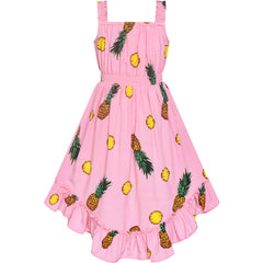 Girls Dress Leaf Sleeveless Summer Party Size 6-14 Years