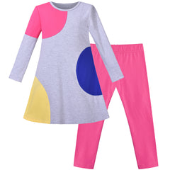 Girls Outfit Set 2 Piece Cotton Heart Casual Dress Leggings Top Pants Size 3-8 Years