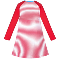 Girls Dress Long Sleeve Butterfly Color Contrast Casual Everyday Wearing Size 3-8 Years