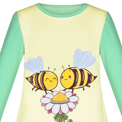 Girls Dress Long Sleeve Butterfly Color Contrast Casual Everyday Wearing Size 3-8 Years