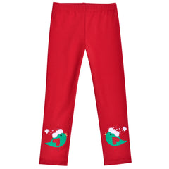 Girls Pants 2-Pack Cotton Leggings Pants Embroidery Satan Christmas Size 2-6 Years