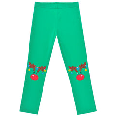 Girls Pants 2-Pack Cotton Leggings Pants Embroidery Satan Christmas Size 2-6 Years