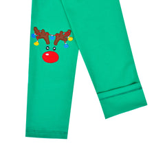 Girls Pants 2-Pack Cotton Leggings Pants Embroidery Satan Christmas Size 2-6 Years