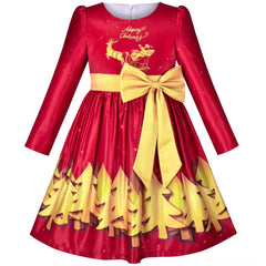 Girls Dress Satin Silk Butterfly City Building View Size 4-14 Years