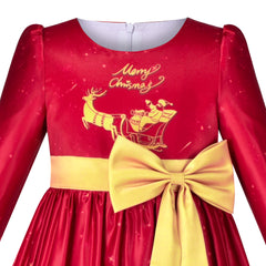 Girls Dress Satin Silk Butterfly City Building View Size 4-14 Years