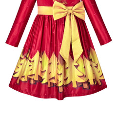 Girls Dress Satin Silk Butterfly City Building View Size 4-14 Years