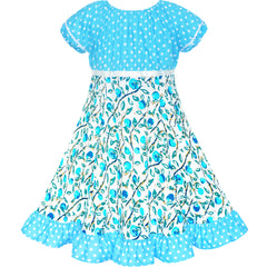 Girls Dress Flower Summer Casual Dress Lace Size 5-14 Years