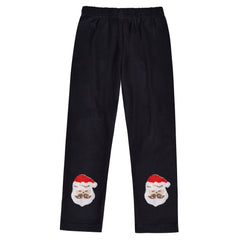 Girls Pants 2-Pack Cotton Leggings Pants Embroidery Satan Christmas Size 2-6 Years