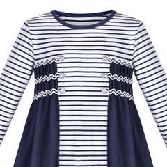 Girls Casual Dress Navy Cotton Short Sleeve Rainbow Cloud Size 2-10 Years