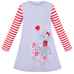 Girls Casual Dress Cotton Long Sleeve Kite Cloud Embroidered Size 2-8 Years