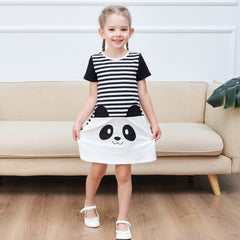 Girls Casual Dress Cotton Short Sleeve Swan Embroidered Size 2-8 Years