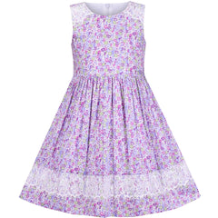 Girls Dress Flower Summer Casual Dress Lace Size 5-14 Years