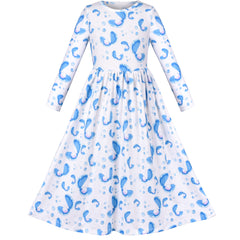 Girls Dress Floral Maxi Dress Open Back Bow Tie Casual Size 4-10 Years