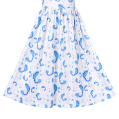 Girls Dress Floral Maxi Dress Open Back Bow Tie Casual Size 4-10 Years