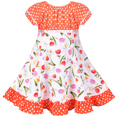 Girls Dress Flower Summer Casual Dress Lace Size 5-14 Years