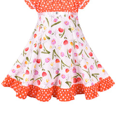 Girls Dress Flower Summer Casual Dress Lace Size 5-14 Years