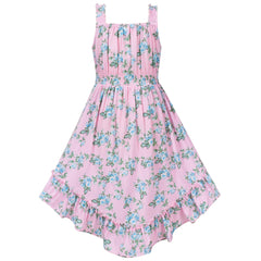 Girls Dress Leaf Sleeveless Summer Party Size 6-14 Years