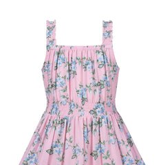 Girls Dress Leaf Sleeveless Summer Party Size 6-14 Years