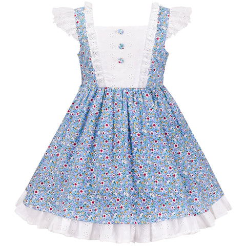 Girls Dress Polka Dot Overlap Design With Trim Size 3-14 Years