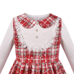 Girls Dress Pearl Pocket Vintage Elegant Xmas Long Sleeve Size 6-12 Years