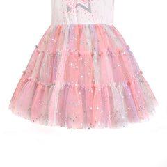 Girls Dress Long Sleeve Christmas Owl Sparkling Sequin Tulle Size 3-14 Years