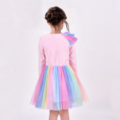 Girls Dress Long Sleeve Christmas Owl Sparkling Sequin Tulle Size 3-14 Years