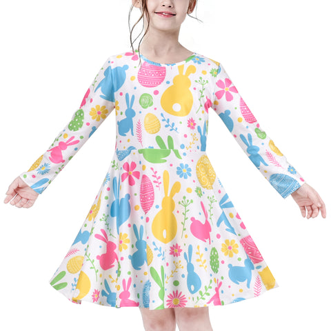 Girls Dress Unicorn Rainbow Long Sleeve Casual Dress Size 3-10 Years