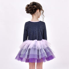 Girls Dress Long Sleeve Christmas Owl Sparkling Sequin Tulle Size 3-14 Years